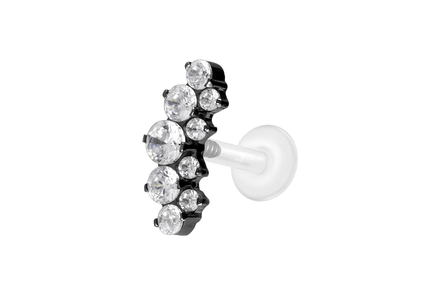 PTFE Labret Piercing mit Innengewinde + Titan-Aufsatz KRISTALLBOGEN